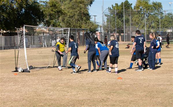 Students playing soccer during the 7th Annual Soccer Classic, Thursday, December 8, 2022.